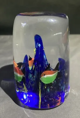 Vintage Murano Style Fish Aquarium Blown Art Glass Paperweight 3” X 1 1/2” • $14.95