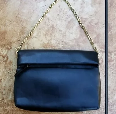 Zara Soft Black Clutch With Gold Chain • $19