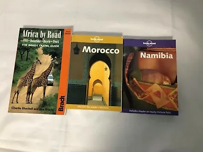3x Africa Travel Books Lonely Planet Morocco Namibia Bradt Africa By Road • £9.99