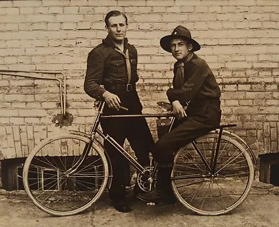 Antique Bicycle Military Ww1 Era Europe Cute Guys Sprocket Seat Gear Rppc Photo • $50