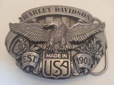 Vintage 1988 Siskiyou Harley Davidson Pewter Belt Buckle E-88 Made In USA • $29