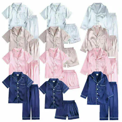 New Children's Boys And Girls Pajama Set Pjs Satin Silk Pajama Top And Pants Set • $39.91