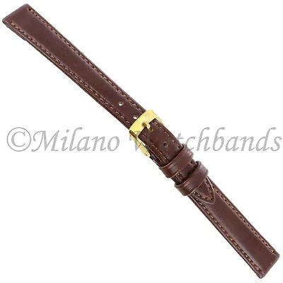 12mm Morellato Medium Brown Genuine Calfskin Leather Stitched Watch Band 112 • $19.95