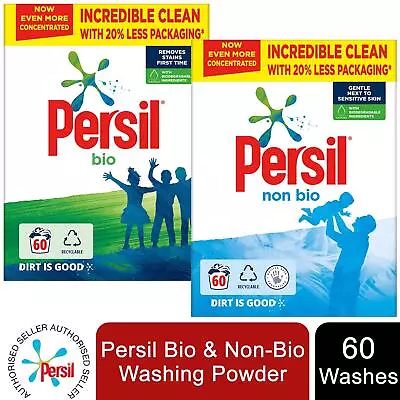 1x/2x 60W Persil Bio/Non-Bio Washing Powder With Biodegradable Ingredients 3kg • £15.99