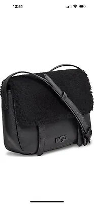 NWT Ugg Australia Bia Mini School Bag Crossbody Leather Sheepskin Black • £47.99