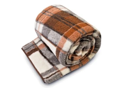 £68 • Buy Merino Wool Blanket Throw NATURAL Check Fleece Blanket Woolen Blanket WOOLMARK