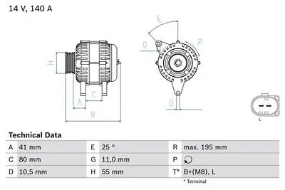Bosch 0986 046 210 Alternator Replacement For Fiat Ducato 120 Multijet 2.3 D 4x4 • $257.91