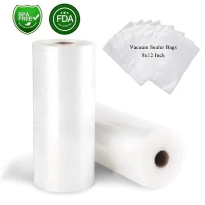 $22.86 • Buy 2 Rolls Vacuum Seal Bags 8x50 11x50 Embossed Food Saver Sealer Storage Bag 8x12