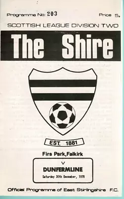 East Stirlingshire Stirling V Dunfermline Athletic 30 Dec 1978 League • £2.49