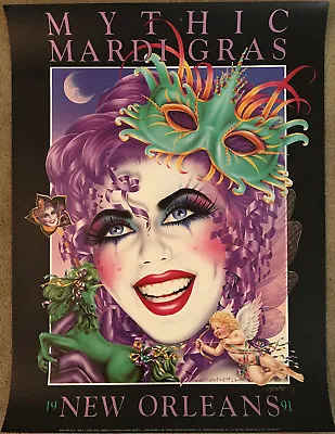 New Orleans 1991 Mardi Gras Poster MYTHIC 24x32 Hand Signed By Andrea Mistretta • $145