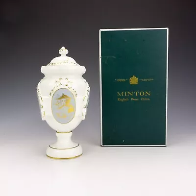 Minton China - Grey Genevese Pattern - Lidded Vase - Boxed • $50.51