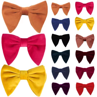 Mens Plus Size Velvet Bowtie Large Pre-Tied Wedding Party Tapes Loops New US • $3.60