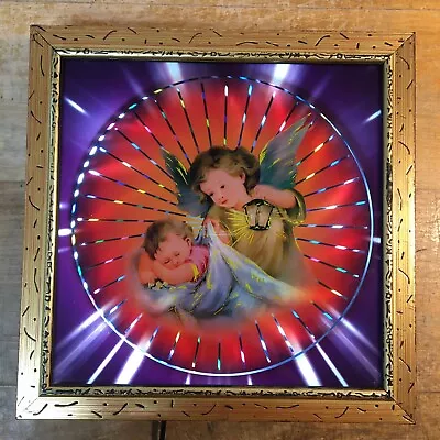 Vintage Spinning Psychedelic Motion Light Angel Baby Frame Wall Art Kaleidoscope • $80