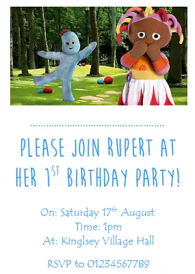 Personalised Photo Paper Card Party Invites Invitations IN THE NIGHT GARDEN #3 • £4.49