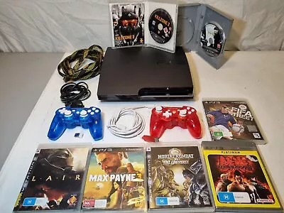 $125 • Buy Sony PS3 Slim 160gb Console + 7 Games & 2 Candy Rock Controllers 