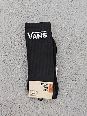 Vans Crew Socks Mens Womens 6.5-10 Black Embroidered Classic Logo Skate Athletic • $11.90