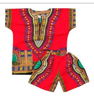 £15.99 • Buy Traditional Kids Dashiki Suit African Ethnic Dashiki Boys-Girls Shirt-Short Set 