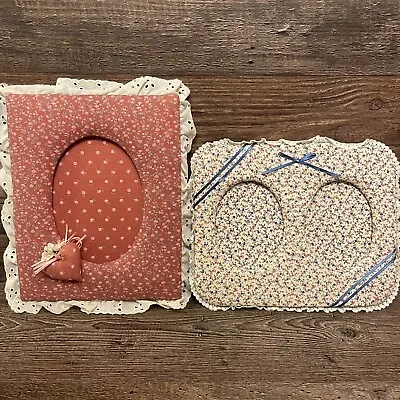 Picture Frames Hand Quilted Small Round Photos Handmade Vintage Lot Of 2 • $19