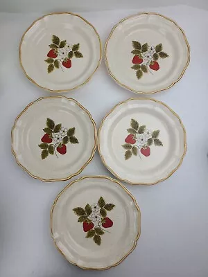 5 Vtg Mikasa Strawberry Festival Salad Plates 8  EUC No Chips Or Cracks EB 801 • $45