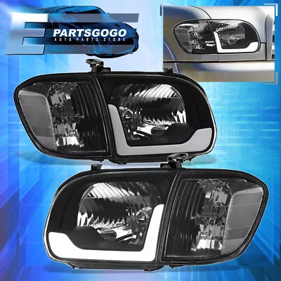 For 05-06 Toyota Tundra 05-07 Sequoia Black LED Head Lights + Clear Corner Lamps • $173.99