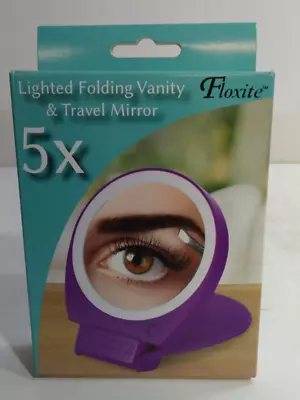 Floxite 5x Magnifying 360 Degree Lighted Home & Travel Mirror - Purple • $13.99