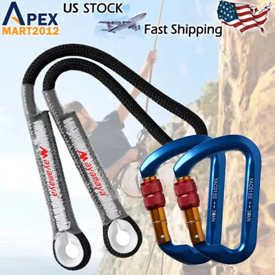 Screw Locking Carabiner +10mm Prusik Cord Loop Rock Climbing Rope Tree Arborist • $12.99