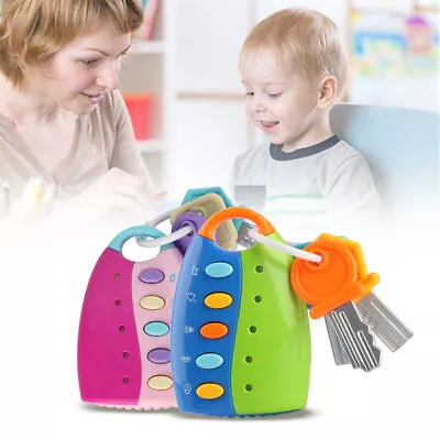 Kids Colorful Remote Pretend Toy Musical Car Key Colorful Flash Keychain Gift • £6.35