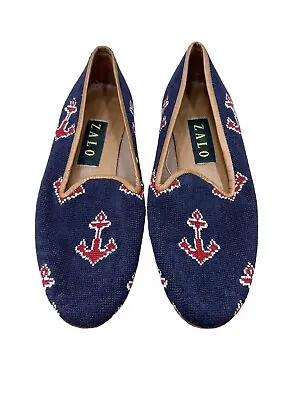 $39.99 • Buy Zalo Womens 7.5 Narrow Anchor Embroidered Loafers Slip On Flats Nautical Shoes