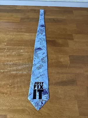 Home Improvement Tool Time Blueprint Men’s Necktie Just Fix It Blue Tie Vintage • $5.99