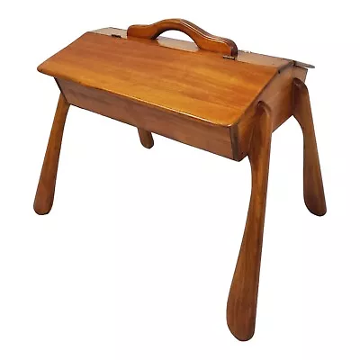 Mid-Century Danish Sewing Box Thread Cabinet Stand Teak Wood Camel Legs Vintage  • $160