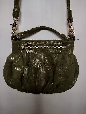 Junior Drake Green Gold Leather Hobo Around Town Crossbody Handbag • $29.99