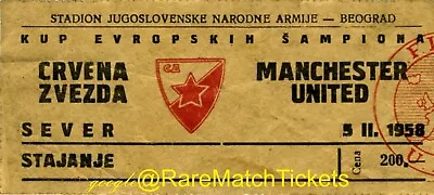 Reproduction 1958 RED STAR BELGRADE MANCHESTER UTD Munich Air Disaster Ticket • £2.50