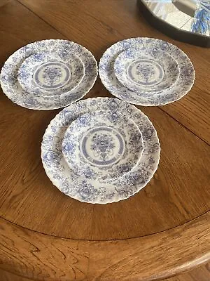 $60 • Buy Arcopal France Honorine Blue Floral Glass Dishes Small Salad Plates Set Of 3