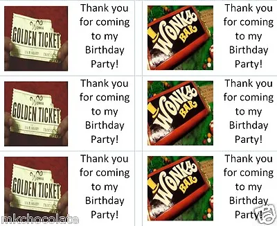 40x Personalised Willy Wonka/chocolate Labels/stickers/birthday/party/cake/bags • £2.99