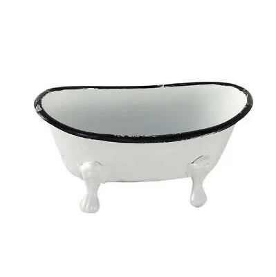 Foreside White Enamel Bathtub Soap Dish With Distressed Black Trim • $11.40