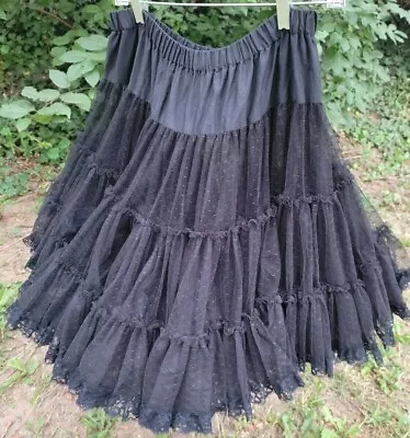 Square Dance Petticoat Slip Black Lace Size S/M Rockabilly Great American  • $42.99