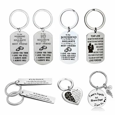 £3.99 • Buy Perfect Valentines Day Gift For Him Her Personalised Keyring Couple Man Present