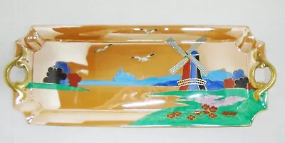 Noritake Art Deco Era Lusterware Long Serving Tray W Raised Design Windmill • $24.99