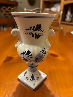 Vintage Delft Vase Blue & White Delft Ware From Holland Urn Shaped Great Cond. • $15.75