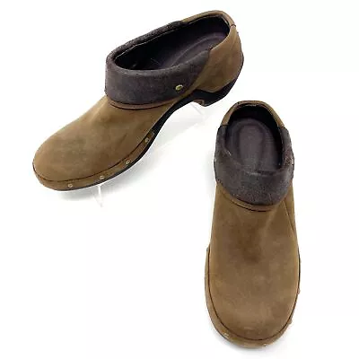 Merrell Luxe Wrap SlipOn Clogs Nubuck Leather Chocolate Brown Studded Shoes 10 • $99.99