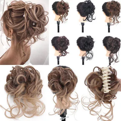 Natural Clip On In Messy Bun Hair Piece Extension Hair Claw Clip Wedding Updo UK • £5.99