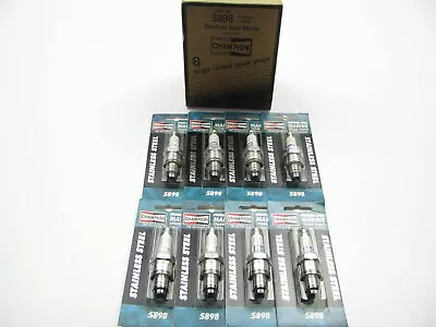 (8) Champion 5898 STAINLESS STEEL Marine Spark Plugs 14mm Threads 13/16  Hex • $19.95