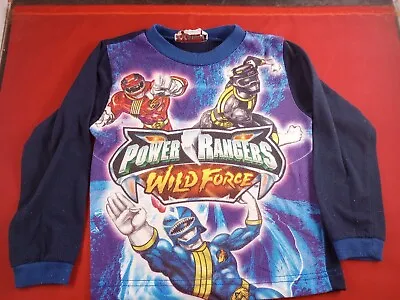 $10 • Buy Vintage Power Rangers Wild Force Long Sleeve Pajama Top Kids Distressed *518