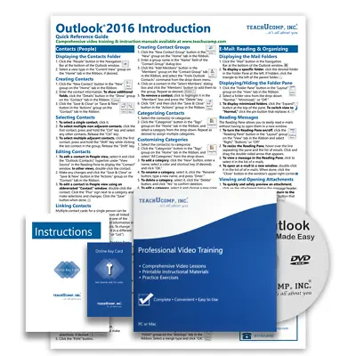 MICROSOFT OUTLOOK 2016 DELUXE Training Tutorial Course And Quick Reference Guide • $40