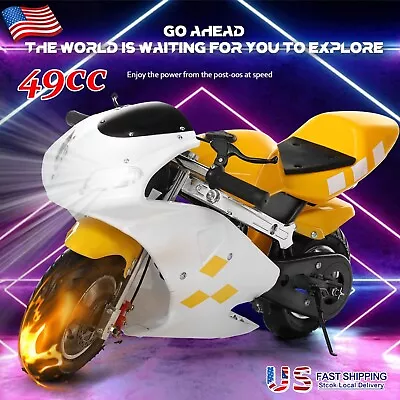 Gas Powered Mini Pocket Bike Motorcycle 49cc 2 Stroke Motorbike Dual Headlights • $224.69