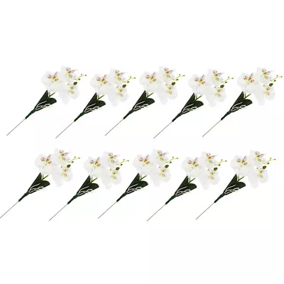  10 Pcs Mini Phalaenopsis Orchid Flowers Artificial Wedding Decorations • £14.79