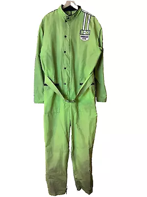 Vintage 70s KAWASAKI Motorcycles 175 Racing Nylon Suit Mens SZ XL Patch Green F5 • $500