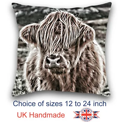 £14.99 • Buy Highland Cow Cushion, Highland Cow Pillow, Animal Art Cushion,