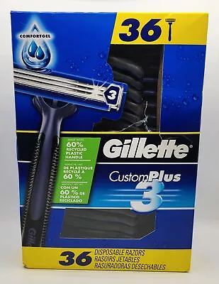 Gillette CustomPlus 3 W/ Comfort Gel 3-Bladed 36 Razors *DAMAGED* • $32