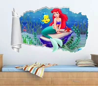 The Little Mermaid Ariel 3D Torn Hole Ripped Wall Sticker Decal Art Disney WT331 • $26.24